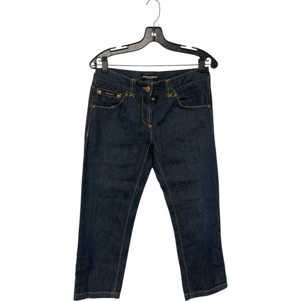 Dolce & Gabbana Women Jeans Sz 42 Blue Denim Cropped Dark Wash f3m6ed g8552 NWT